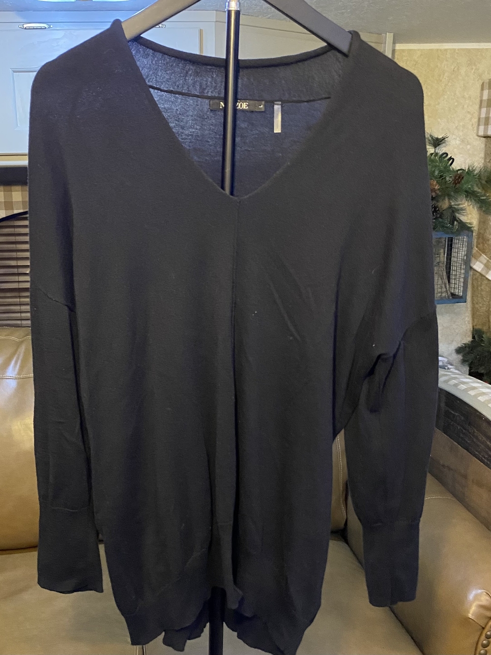 Zoe Black V-Neck Women's Sweater